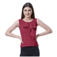 thumbnail image 1 of Moomaya Blouse Sans Manches à Volants pour Femmes, Col Rond, T-Shirt Décontracté, 1 of 6