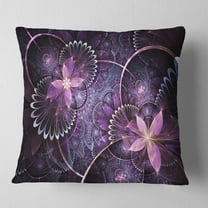 Designart Fractal Flower Soft Purple Digital Art - Flower Throw Pillow - 18x18