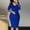 Blue, variant on Kiplyki Women's New Arrivals Dress Casual Long Sleeve V-Neck Pleated Skirt Wrapped Hip Off Shoulder Dress