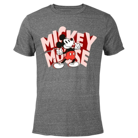 Disney Mickey Mouse Marquee Lettering - Short Sleeve Blended T-Shirt for Adults - Customized-Dark Heather