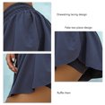 thumbnail image 4 of Pantalones cortos de yoga con cordón en la cintura, dobladillo con volantes, secado rápido, 2 en 1, pantalones cortos atléticos de doble capa para mujer, para entrenamiento físico, correr, azul XXL, 4 of 5