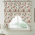 thumbnail image 2 of Cardinal Bird Swag Valances for Windows, Kitchen Window Curtains Over Sink, Holly Branches Berry Winter Beige Window Treatment Curtains for Living Room/Bedroom Curtains 2 Panel Sets 36"x45", 2 of 8