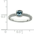 thumbnail image 2 of Checker-Cut Blue Topaz Sterling Silver Antiqued Ring, 2 of 6