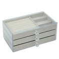 thumbnail image 4 of Cajas organizadoras de joyas con forro de terciopelo de 3 niveles, estuche de joyería, soporte de almacenamiento para anillos, collares, broches,, 4 of 9