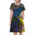 thumbnail image 1 of Naloa Robe d'Été Mignonne à Imprimé Grenouille Bleue pour Femmes avec Poches, Manches Courtes, Robe de Plage Fluide pour Vacances, 1 of 6