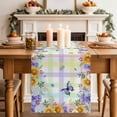 thumbnail image 4 of Spring Wildflowers Cotton Linen Table Runner for Dining Kitchen, Watercolor Floral Leaf Colorful Plaid Wedding Outdoor Party Tablerunners, Dresser Scarf Coffee Tablecloth Runners 13x72 Inches, 4 of 9