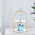 thumbnail image 4 of Bird cage makeup organizer storage shelf iron type container for desktop vanity 20x36cm, 4 of 8