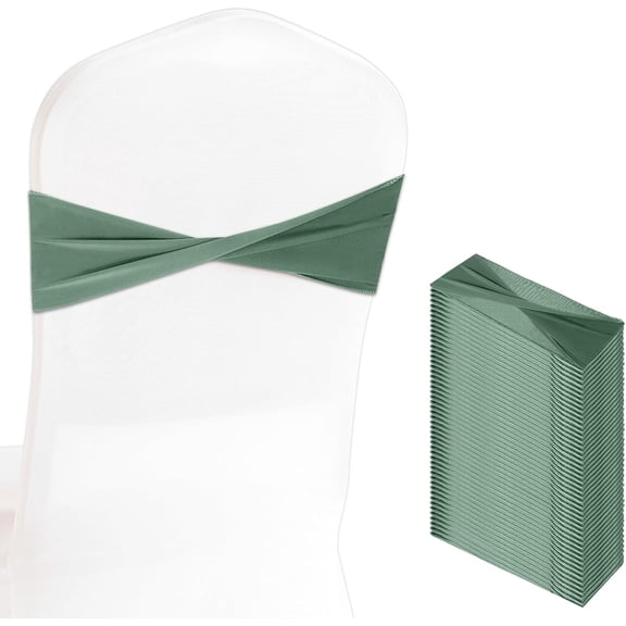 Sage Green Chair Sashes, Spandex Chair Covers Elastic Without Buckle Decorations for Wedding Party Events Ceremony Bridal Decorations