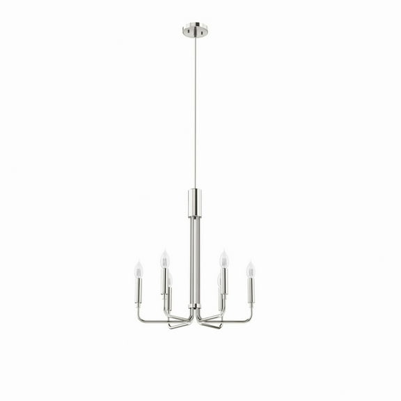 Modway Rekindle 6-Light Chandelier in Polished Nickel