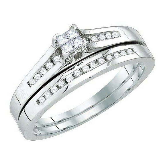 Dazzlingrock Collection 0.30 Carat (ctw) 10K Diamond Invisible Engagement Bridal Set, White Gold, Size 7