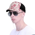 thumbnail image 4 of Lsque Rose Flowers Printed Trucker Hat - Baseball Cap for Men Women - Breathable Mesh Side, Adjustable Fit - for Casual Wear, 4 of 7