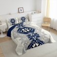 thumbnail image 3 of Manfei Aztec Bedding Comforter Set,Boho Bohemain Print Twin Comforter Sets,Gray Blue Geometry Bedding Set,Ultra Soft Bedroom Decor Reversible,2pcs, 3 of 8