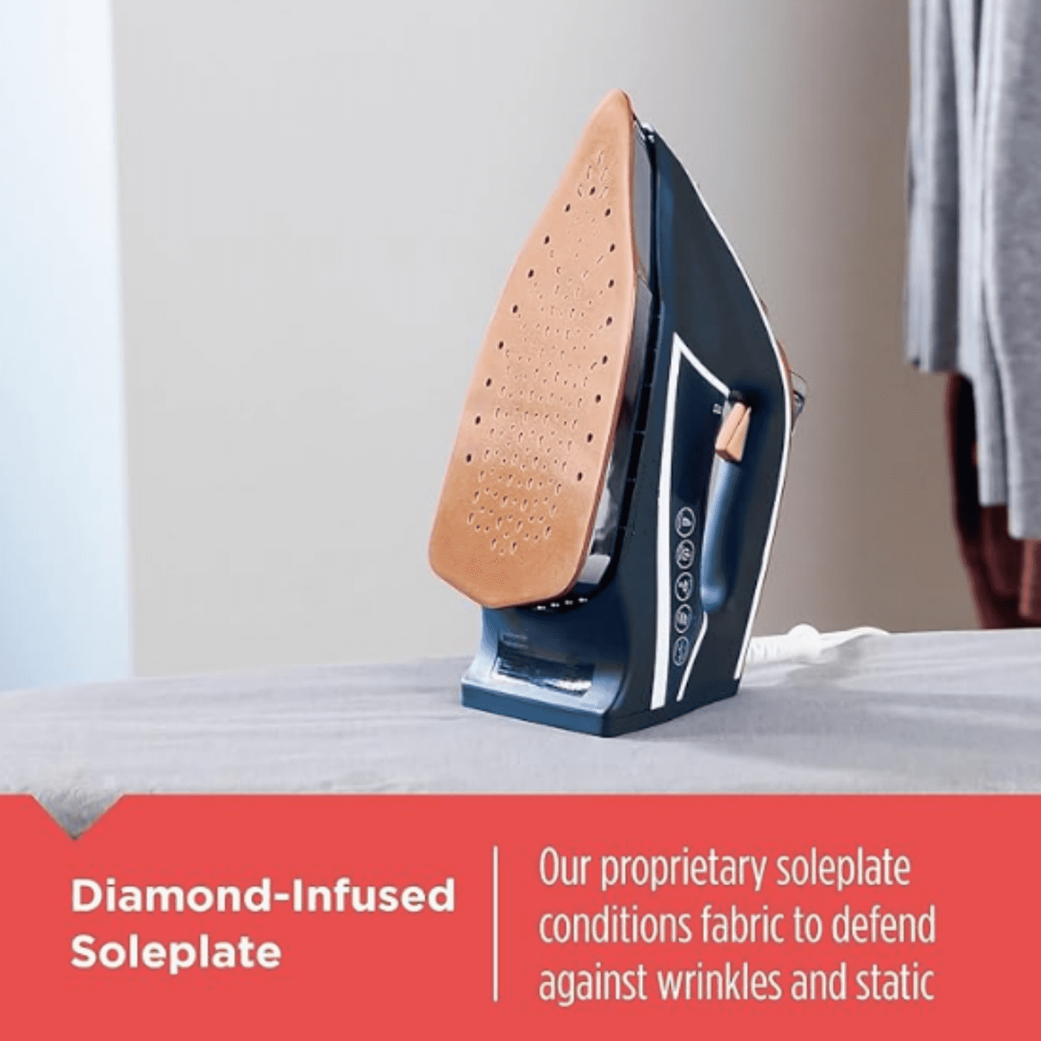 Elite Pro-Series Steam Iron, 6 Settings 1700 Watt, Navy