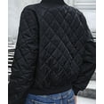 thumbnail image 3 of Womens Stand Collar Quilted Puffer Jacket Padded Zip Coat Black XL, 3 of 7