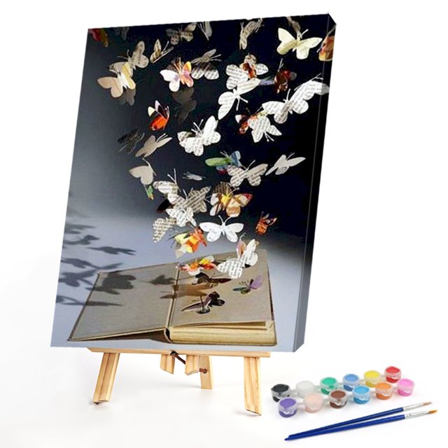 Mariposa publica libro pintura al óleo por números Kit sin marco dibujo imagen Likrtyny Oficina Multiescena Multifunción