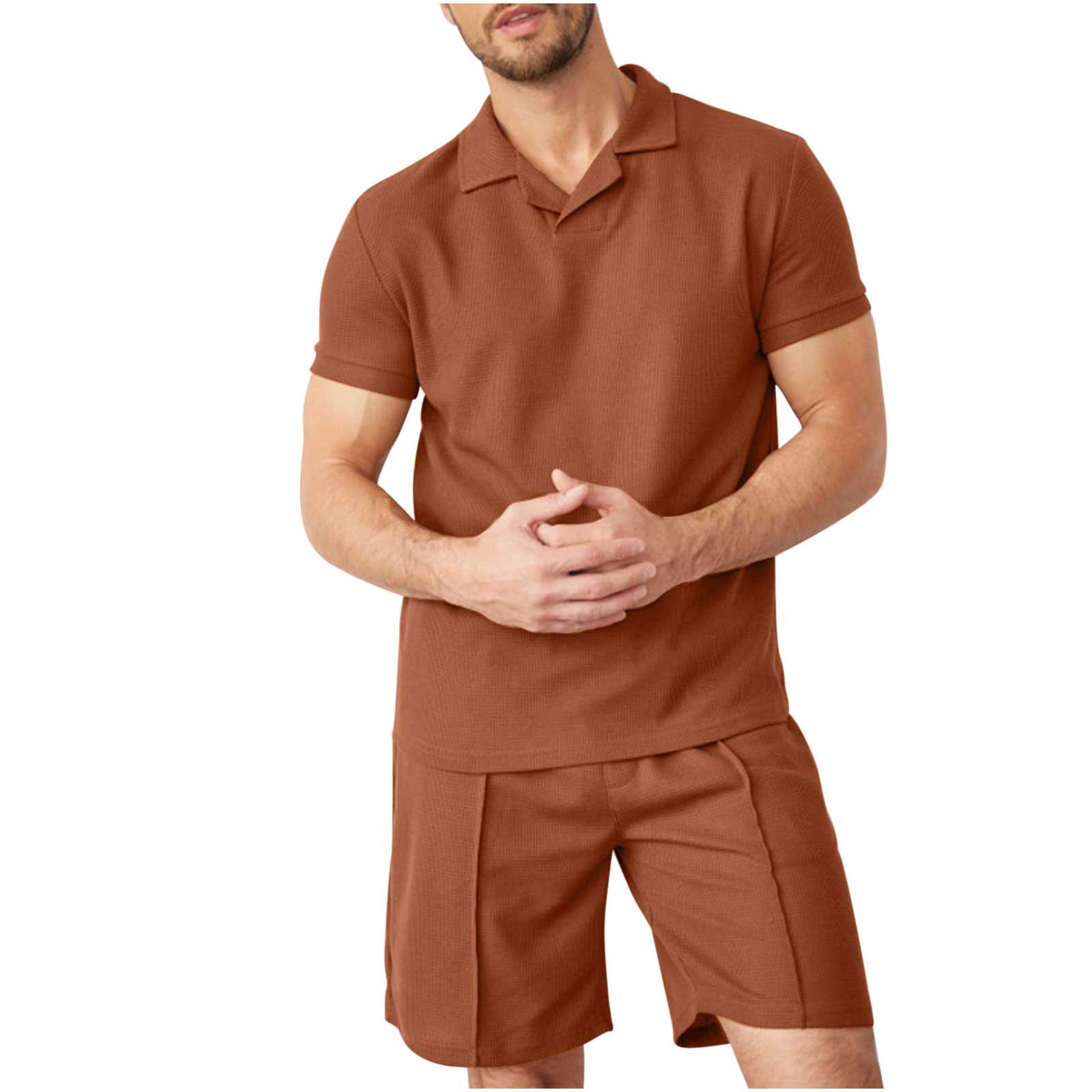 Leesechin Men's Clothing Clearance Big and Tall Solid Turndown Collar