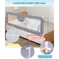 thumbnail image 3 of MBQMBSS Barandillas de cama para niños pequeños: 60, 70 y 80 pulgadas, protector de barandilla para cama de bebé extra largo con correa en Y para niños, colchón tamaño Queen y King (gris/blanco) (1 la, 3 of 5