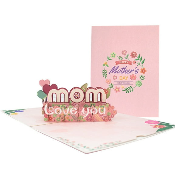 3D Pop Up Mother's Day Card, Mothers Day Card for Mom, Wife - Includes Envelope and Note Tag, Mom I Love You Card