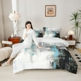 thumbnail image 4 of jejeloiu Modern Grunge Pastel Twin Comforter Sets,White Blue Black Bedding Set For Men Women Reversible 2 Pieces, 4 of 8