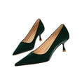 thumbnail image 3 of Frontwalk Ladies Dress Shoes Pointed Toe Pumps Slip On Pump Casual Comfort Heels Women High Heel Green 8.5, 3 of 9