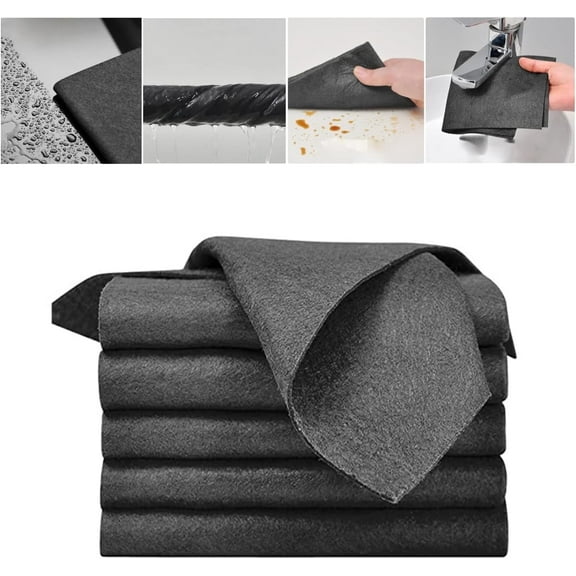 Magic Cloth,5 Pcs Thickened Magic Cleaning Cloth, Microfiber Cleaning Rags for TV, Cars, Windows, Lint Free and Reusable(Gray)