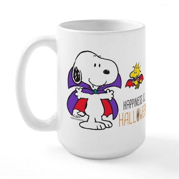 CafePress - Peanuts Halloween Happi - 15 oz Ceramic Large White Novelty Mug
