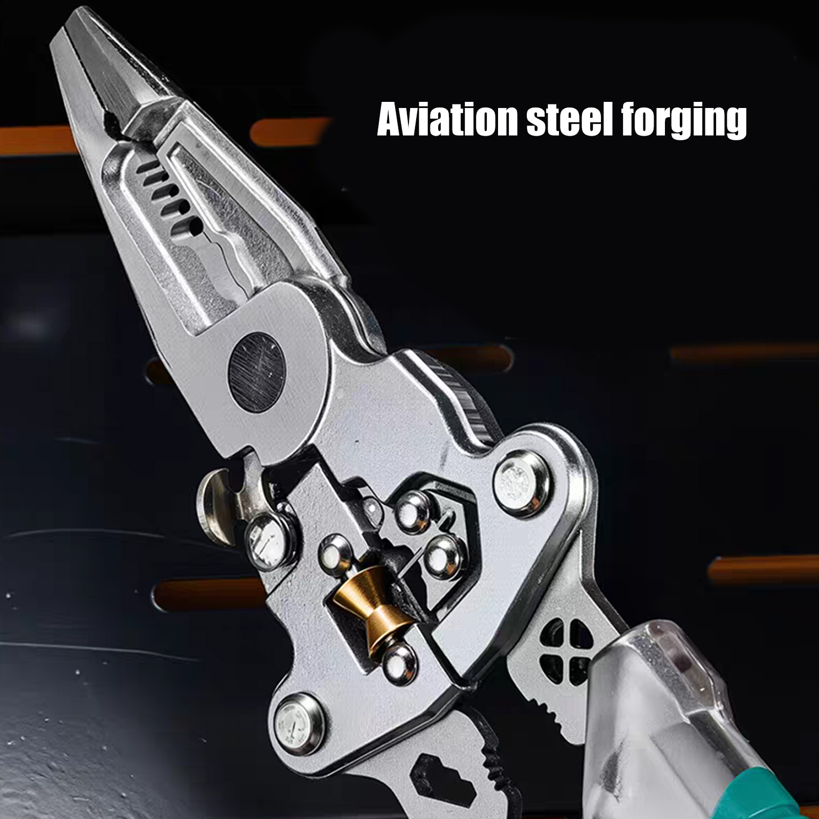 Multifunctional 9 in 1 Wire Stripper with Measurement, Folding Cable Cutter Crimper & Electrician Tool