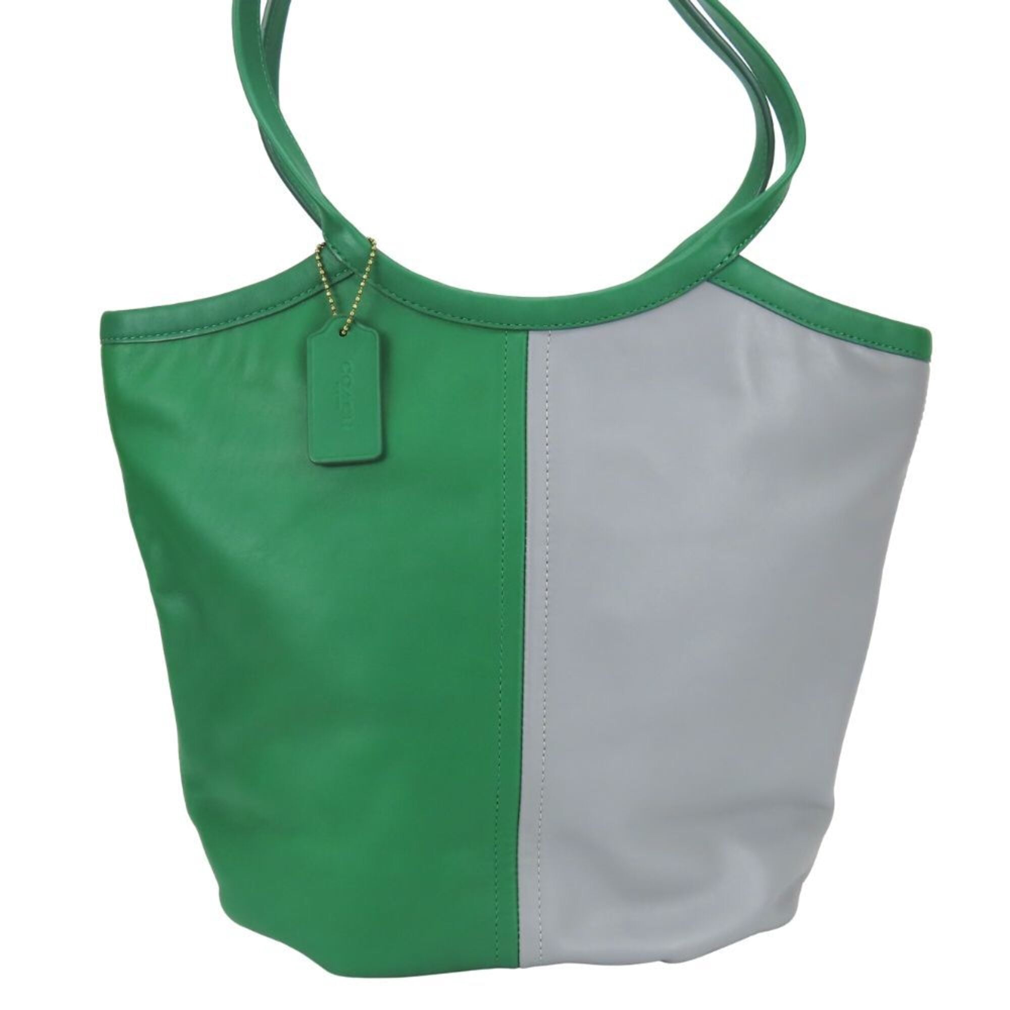 バッグ COACH Tote Bag Bicolor Green Gray Pre-Owned Coach Tote Bag, Bicolor, C2594, Leather, Green/Gray