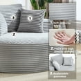 thumbnail image 4 of 55" Chaise Lounge Chair Indoor, Corduroy Upholstered Boneless Sofa Bed, Deep Seat Sleeper Sofa Reading Chairs, Fluffy Round Cloud Couch, No Assembly Required, Grey, 4 of 7