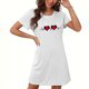 thumbnail image 1 of Camisón corto de San Valentín para mujer, talla grande, estampado en el pecho, cuello redondo, manga corta, 1 of 3