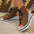 thumbnail image 6 of OKBOP Wedge Sandals for Women Open Toe Footbed Comfort Sandals Lace-Up Pool Casual Shoes, 6 of 6