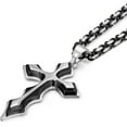 thumbnail image 2 of Leander Men's Stainless Steel Large Jesus Christ Cross Pendant Necklace With Byzantine Chain 22 24 26 inch,Black/Gold/Silver, 2 of 6