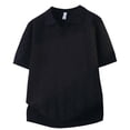 thumbnail image 4 of Men's Casual Short Sleeve Button Down Shirt, Knit Lapel Shirt With Breathable Fabric, Solid Color Regular Fit, Casual Daily Vacation Beach Wedding, Stylish Menswear | Zenithor,Black L, 4 of 5