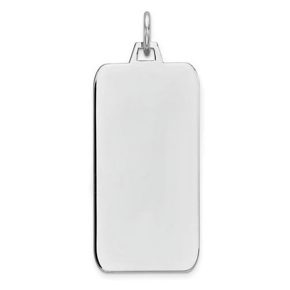 925 Sterling Silver Polished Engraveable Rectangle Disc Charm 38x14mm Wide Pendant Necklace for Women
