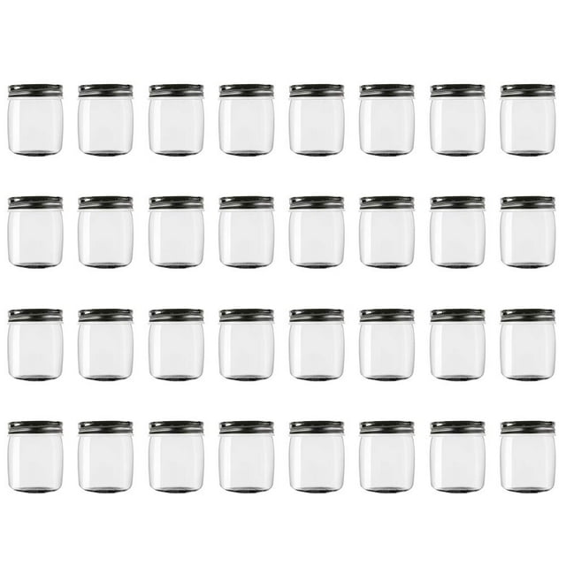 Frascos de plástico Novelinks de 240 ml con tapas negras sin BPA (paquete de 32)