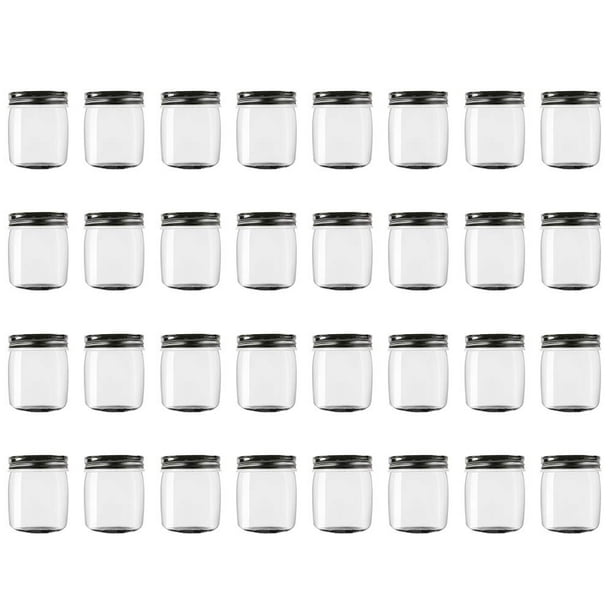 Frascos de plástico Novelinks de 240 ml con tapas negras sin BPA (paquete de 32)