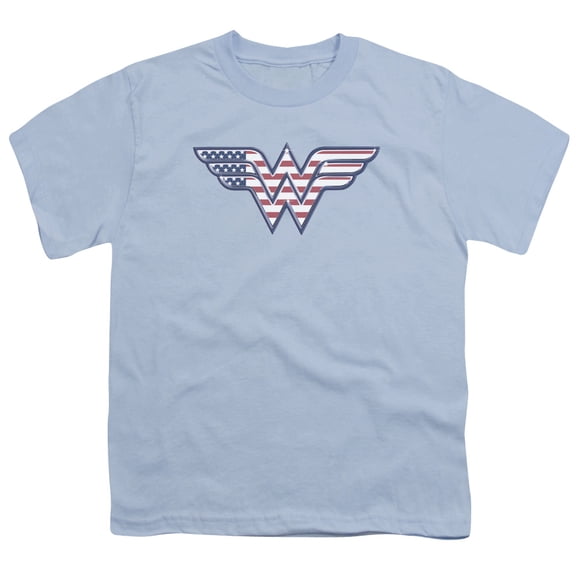 Trevco Sportswear DCO579-YT-3 DC Red, White & Blue Youth Short Sleeve T-Shirt, Light Blue - Large