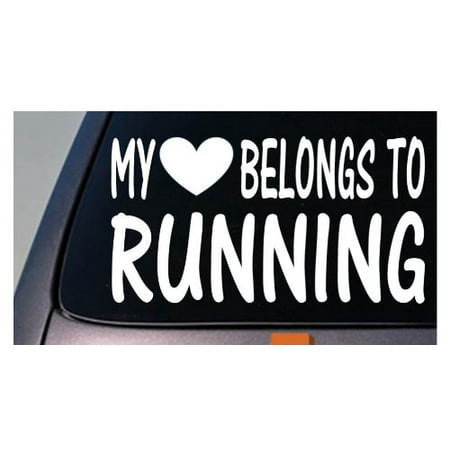My heart belongs to running *D769* sticker decal marathon half 10k 5k