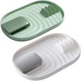 thumbnail image 1 of JM Soporte para tapa de bandeja de utensilios de cocina de 2 piezas, soporte para bandeja de cuchara, bandeja para utensilios para evitar manchas de goteo, soporte para utensilios de cocina (blanco verde) JM, 1 of 5