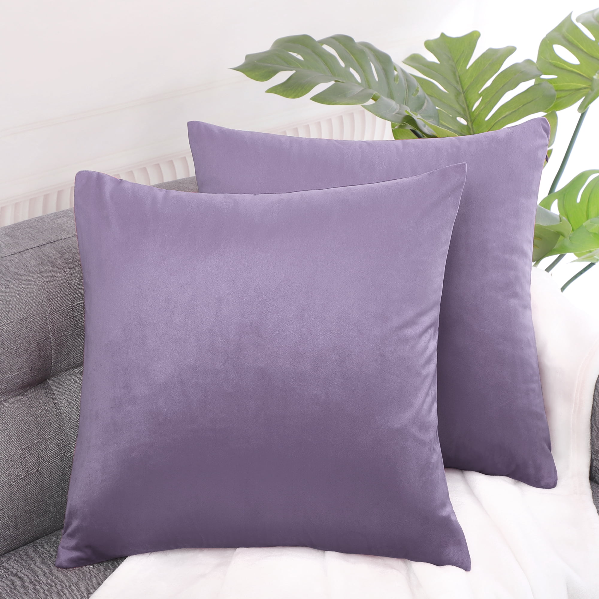 Unique Bargains Velvet Decorative softCushion Throw Pillow Cover 18" x 18" Purple