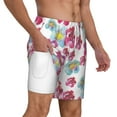 thumbnail image 3 of Picia Watercolor Flowers pattern Mens Swim Trunks with Compression Liner Stretch Beach Shorts Quick Dry with Zipper Pockets No-Chafing Board Shorts-Large, 3 of 9