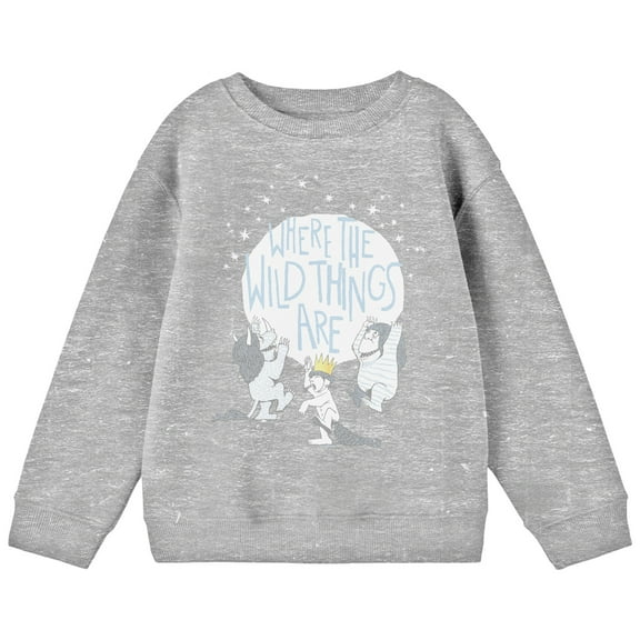 Where The Wild Things Are Max And Monsters Dancing Youth Athletic Heather Crew Neck Long Sleeve Sweatshirt-Medium