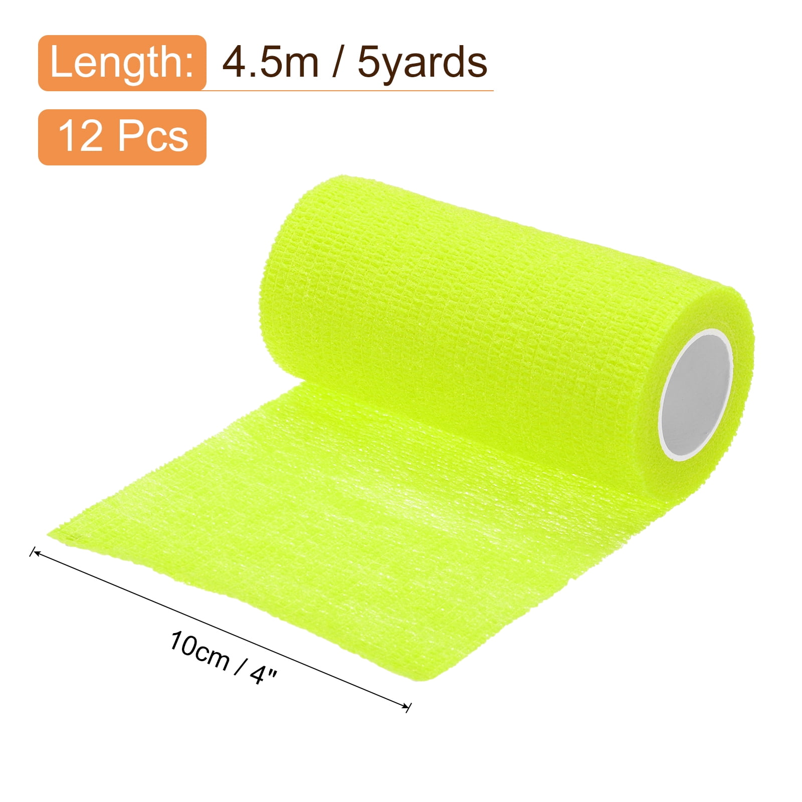 12 Pack Elastic Cohesive Bandage Wrap 4 Inch x 5 Yards Breathable Self Adhesive Athletic Tape Roll Fluorescent Yellow