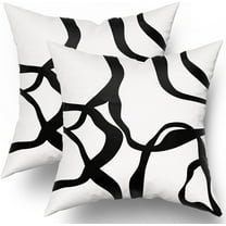 Black and White Pillow Covers 18x18 Set of 2 Modern Abstract Art Line Boho Design Throw Pillows Bohemian Decorative Pillowcase Cotton Square Cushion Case for Home Living Room Porch Sofa Couch Bed