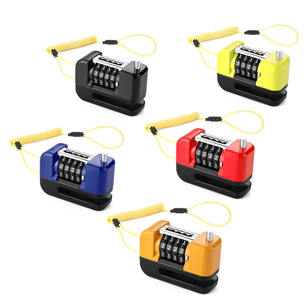 MOMOJIA Bicycles Antitheft Disc Lock With Rope Bike Wheel 4-Digit Combination Lock