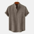 thumbnail image 2 of IROINNID Men's Brief Short Sleeve Shirt With Pocket Button Solid Cotton Linen, 2 of 7