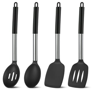 TIDTALEO Silicone Spoons 4pcs Silicone Spoon Kitchen Spoon Kitchen Scoop  Soup Ladle - Spoons Non-stick Spoons Soup Spoons Cooking Spoons Long Handle