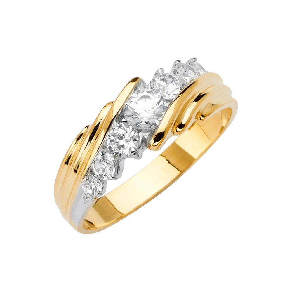 FB Jewels 14K White Gold Ring Mens Cubic Zirconia CZ Anniversary Wedding Band//Trio Set