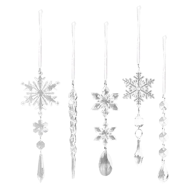 2uds. 10 Uds. Colgante de hielo de copo de nieve, cristal acrílico, suministros de fiesta transparentes