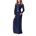 thumbnail image 1 of Vestidos largos casuales,Vestido largo de cuello redondo para mujer, vestido de color puro, diseño de próxima generación, 1 of 6